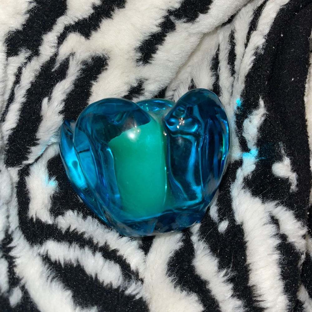 Nice new blue stained glass heavy candle holder or what you need it to be cute